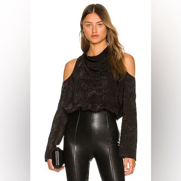 NWT Jonathan Simkhai Kinsley Blouse Black Top Size XS - Picture 3 of 12